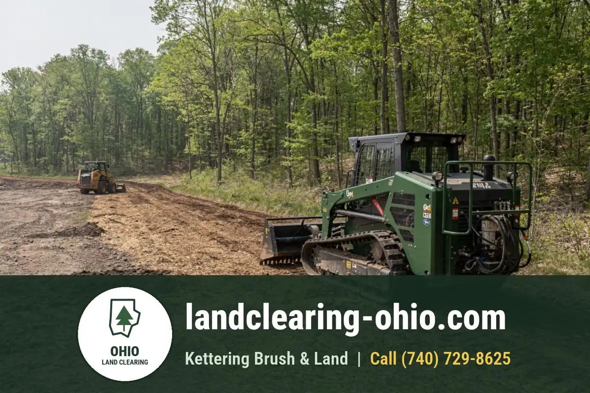 Forestry Mulching vs. Bulldozing Forestry mulcher and compact dozer at the same Ohio project