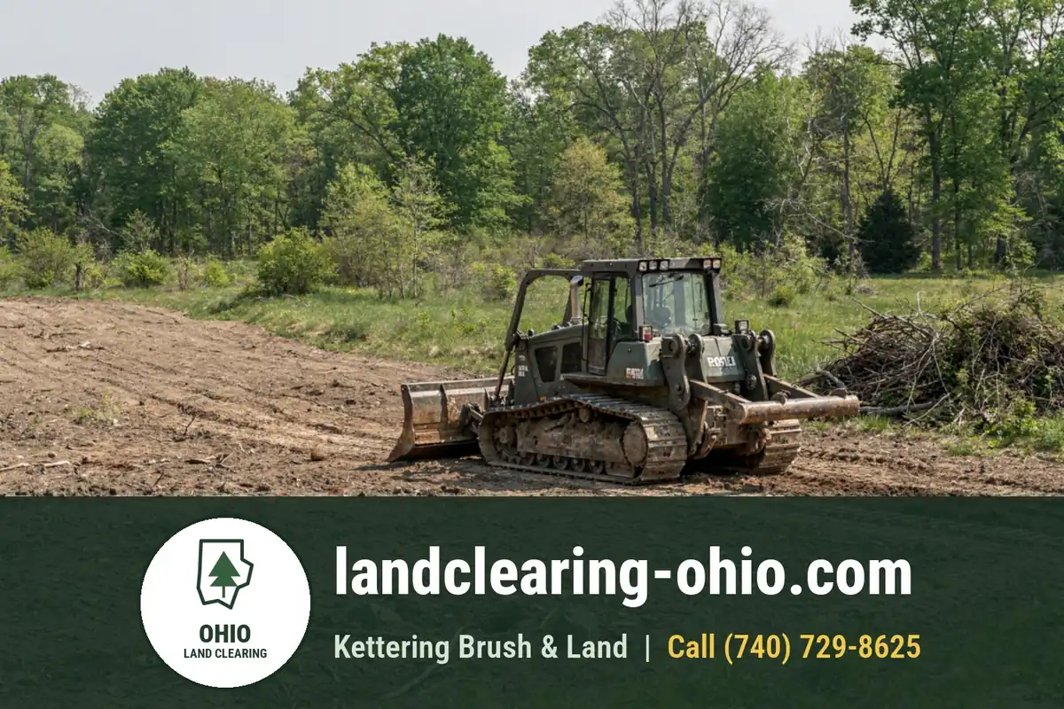Land Clearing Services in Ohio Land clearing equipment grading an Ohio rural parcel
